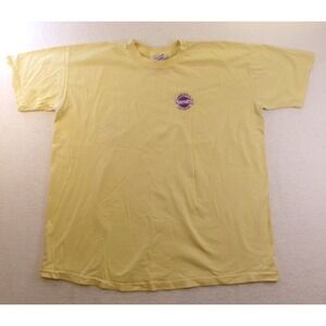 Harrahs Mens‎ XXL T-Shirt Yellow Las Vegas Embroidered Logo Cotton USA Made